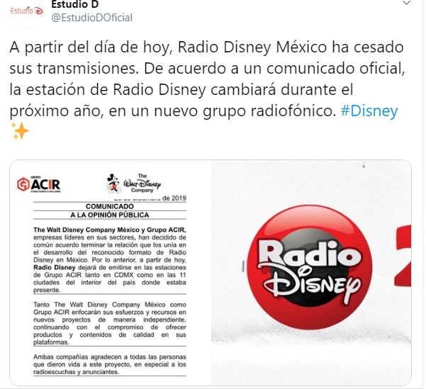 Radio Disney México cancela su transmisión y esta es la razón 