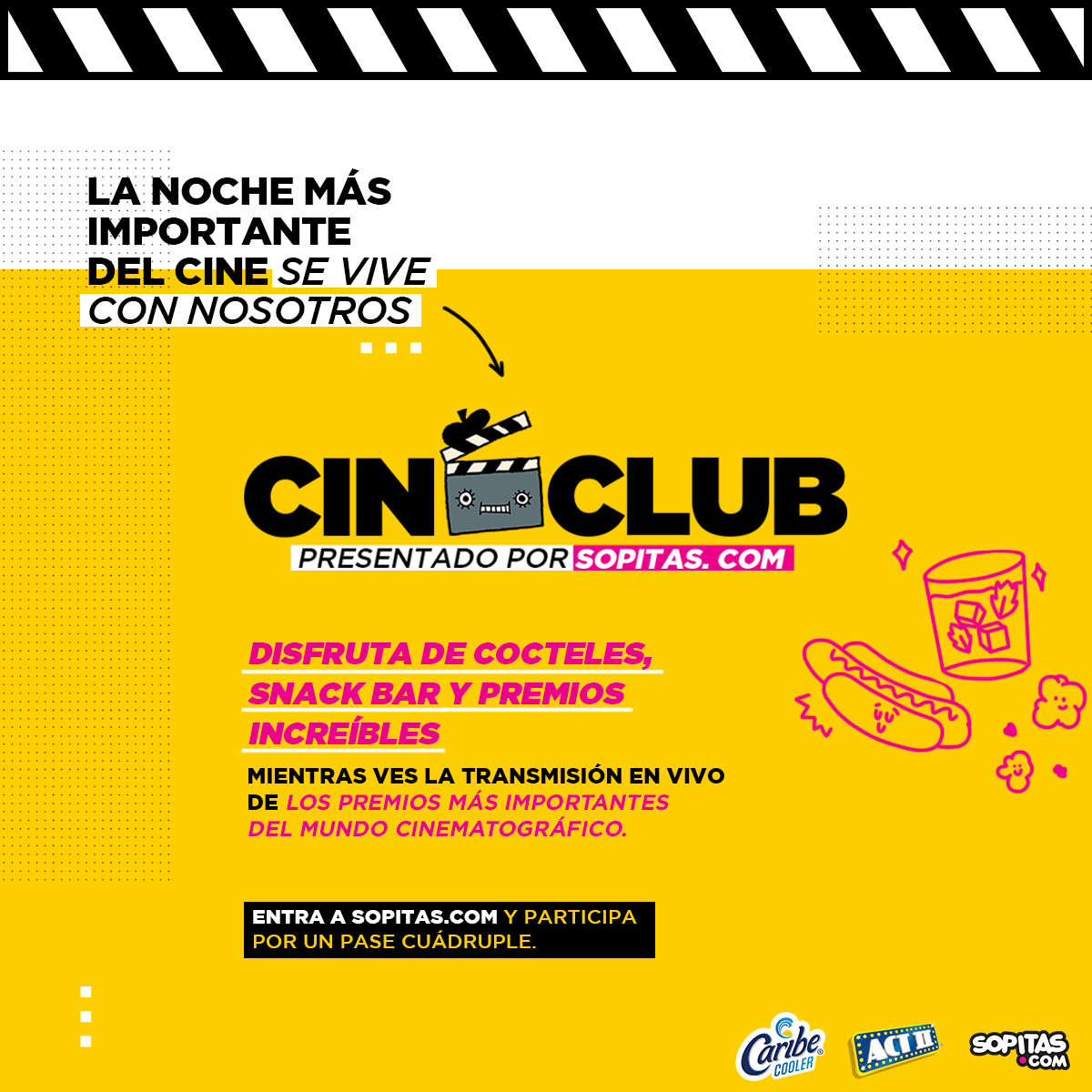 noche cineclub sopitas fiesta viewing party oscares 2020