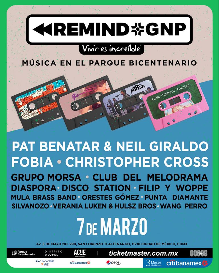 Remind GNP 2020 pat benatar neil giraldo fobia parque bicentenario