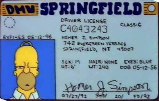 Homero Simpson licencia de conducir 