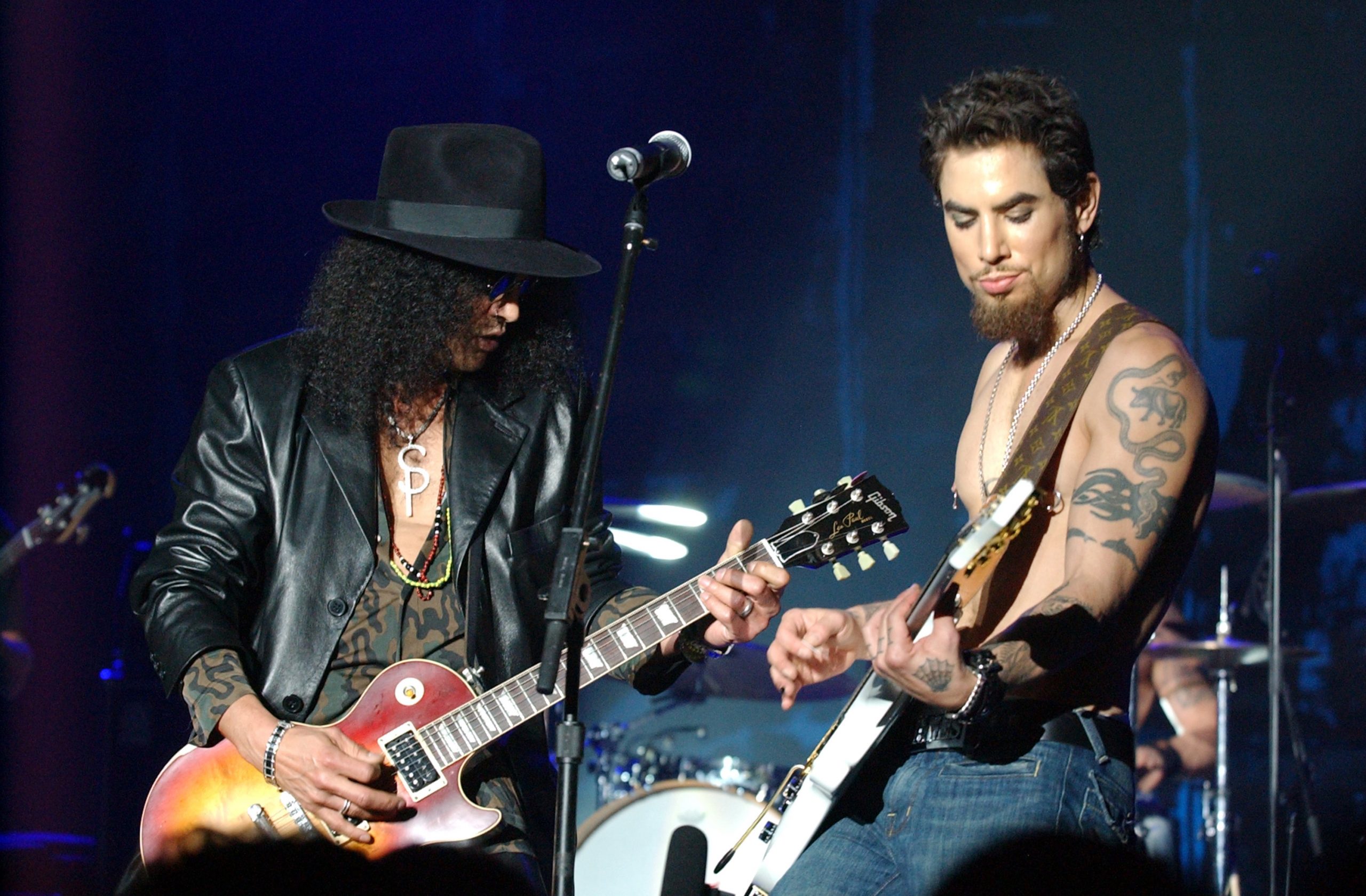 Slash and Dave Navarro during MTV Rock The Vote 10th Annual Patrick Lippert Awards at Roseland Ballroom in New York, NY, United States. (Photo by Jeff Kravitz/FilmMagic)