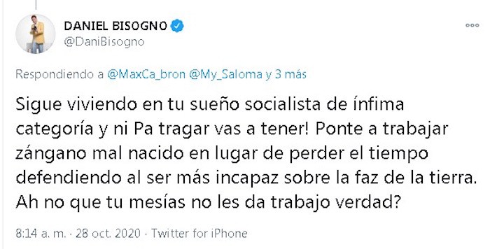 "P*nche jodido muerto de hambre": Daniel Bisogno insulta a seguidores de AMLO