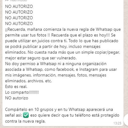 cadena contra términos whatsapp