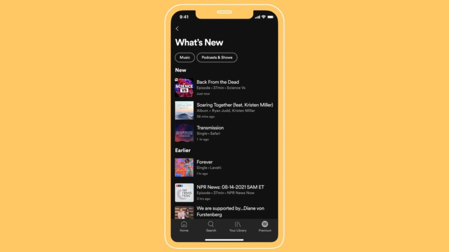 Spotify feed novedades noticias podcasts 