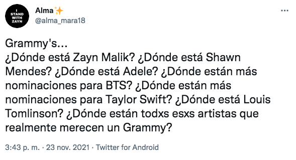 Estas son las mejores reacciones a los nominados de los Grammy 2022