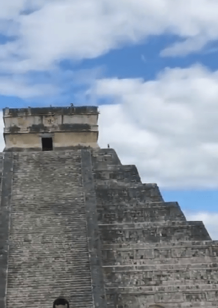 Contemplando el paisaje: Captan a un perro en la cima de Chichen Itzá