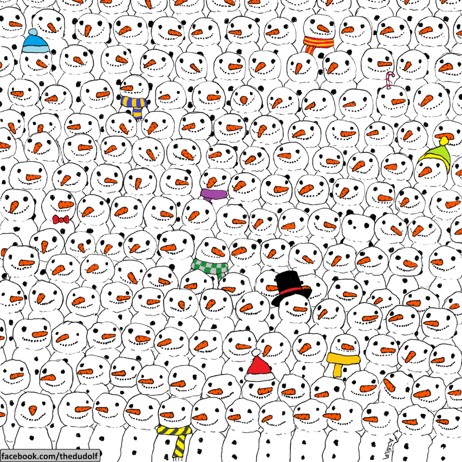 RETO VISUAL: ¿Puedes encontrar al panda entre los muñecos de nieve?