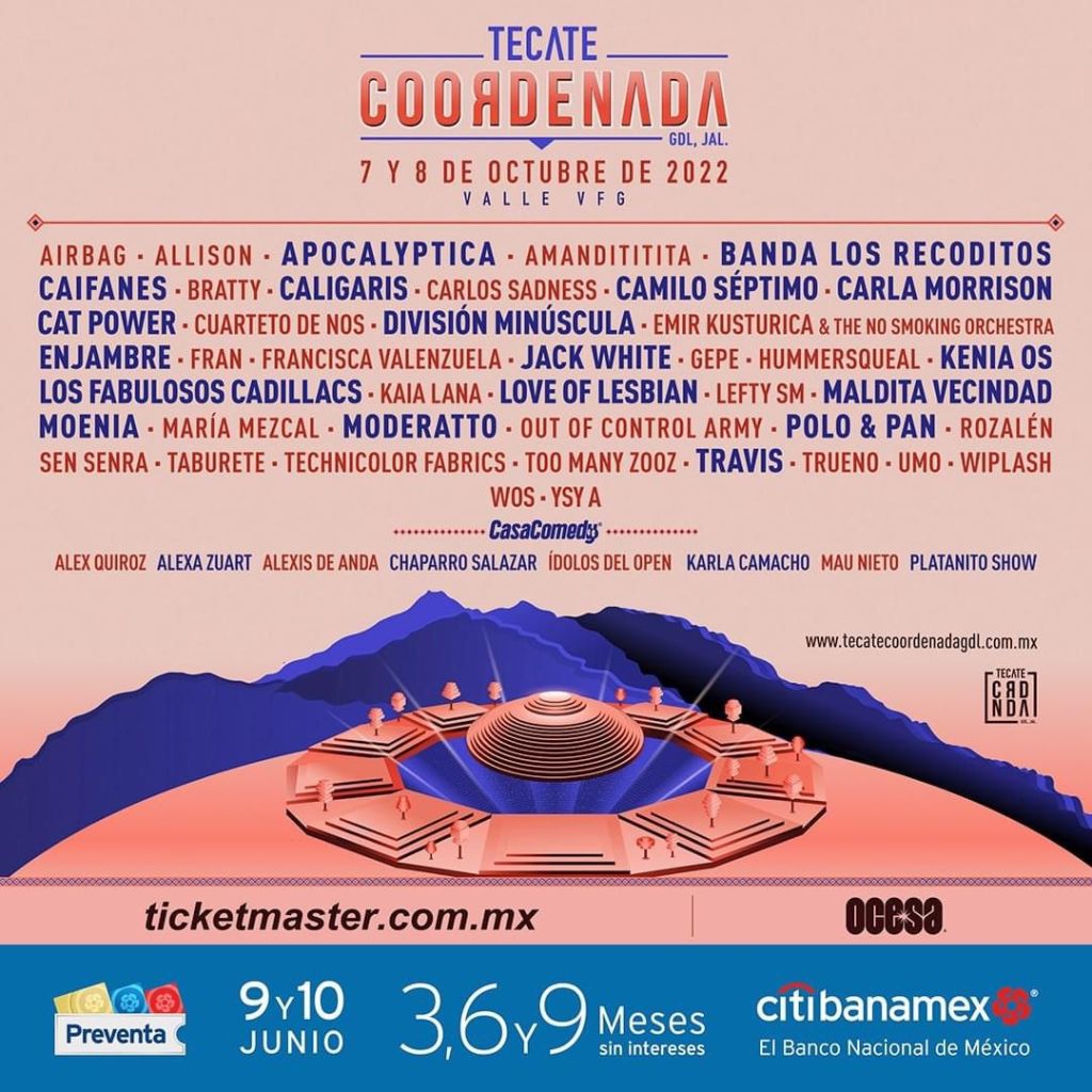 Jack White, Cat Power y Travis en el cartel Tecate Coordenada 2022