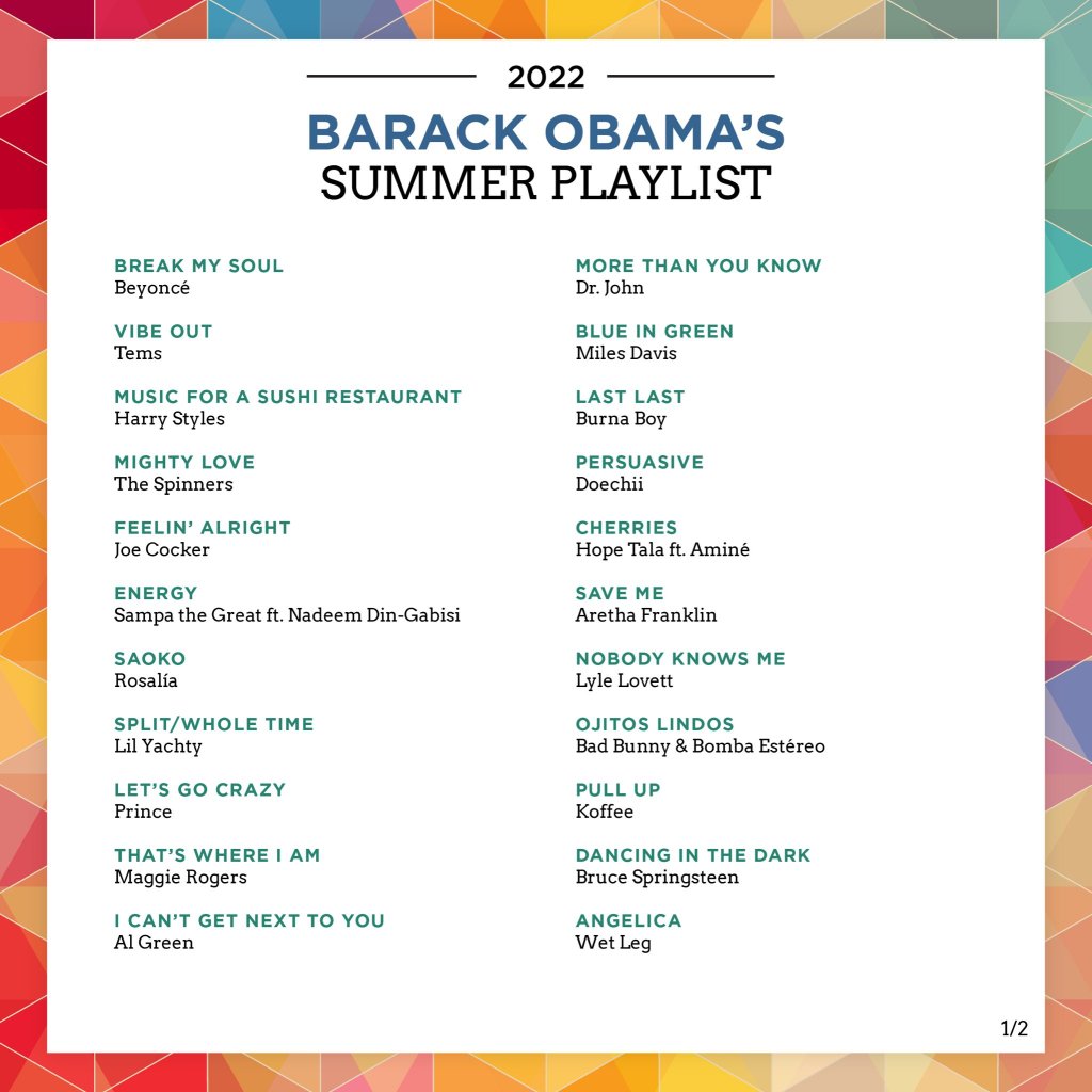 Barak Obama comparte su playlist de verano 2022