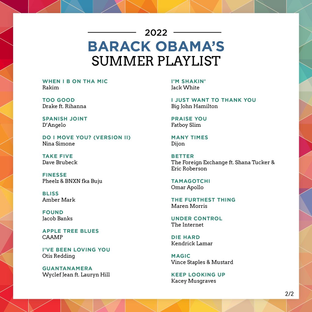 Barak Obama comparte su playlist de verano 2022