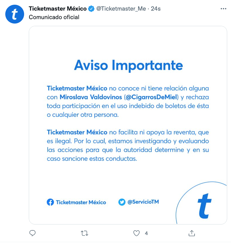 Postura de Ticketmaster ante caso de reventa en el Corona Capital