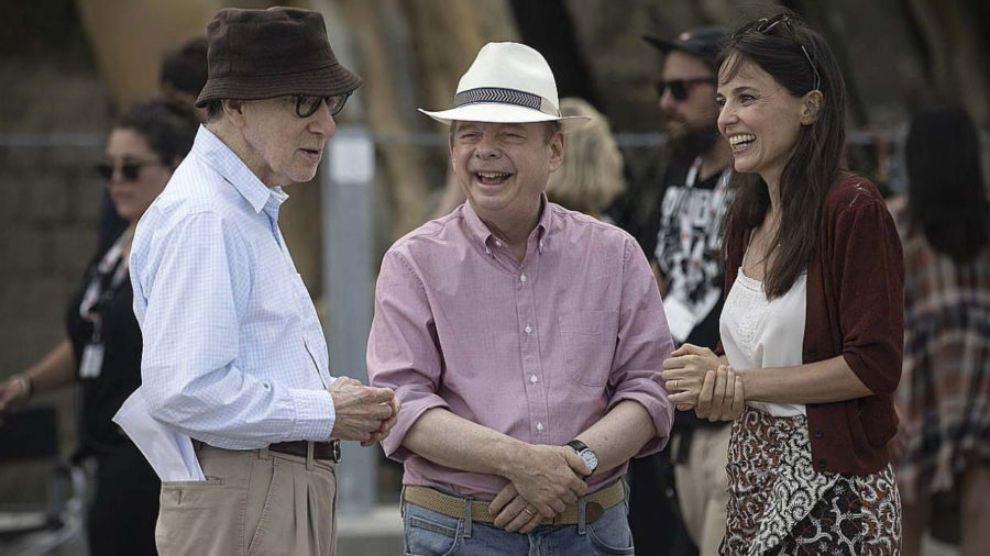 Wallace Shawn, Elena Anaya y Woody Allen en el set de Rifkin’s Festival