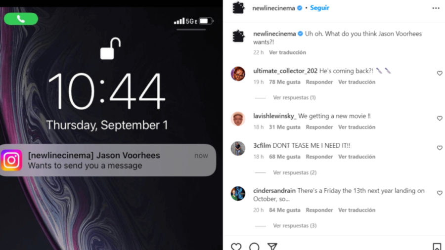 Captura de pantalla Instagram New Line Cinema nueva película de Viernes 13 