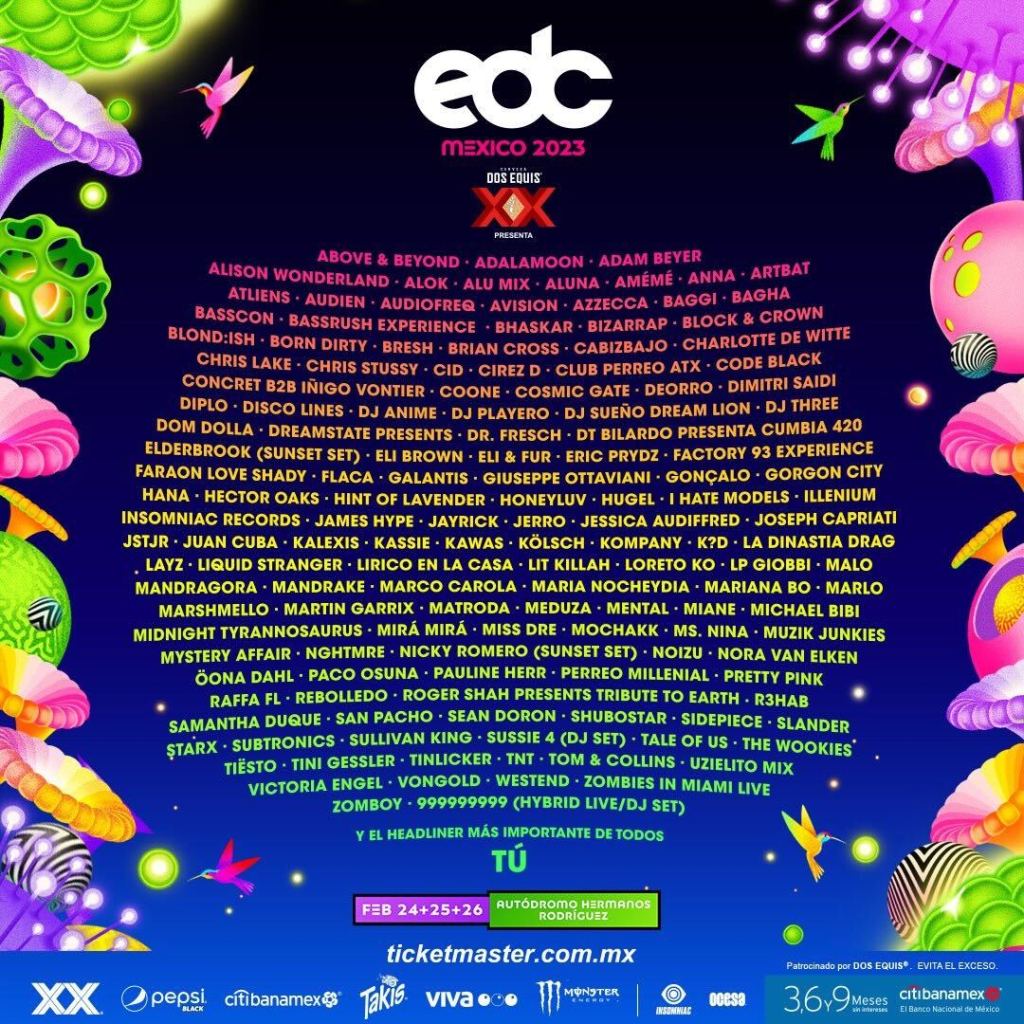 Tiësto, Martin Garrix, Diplo y Bizzarrap en el cartel de EDC México 2023