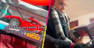 Chica le regala a su novio un carrito que nunca le trajo Santa Claus y sí, estamos llorando