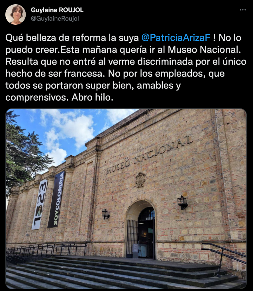 Mujer francesa denuncia 'Xenofobia' porque le cobraron la entrada en un museo de Colombia