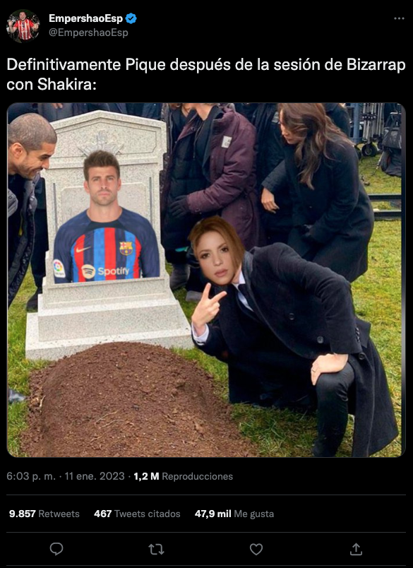 Saluditos a Piqué: Así los memes a la sesión de Bizarrap con Shakira