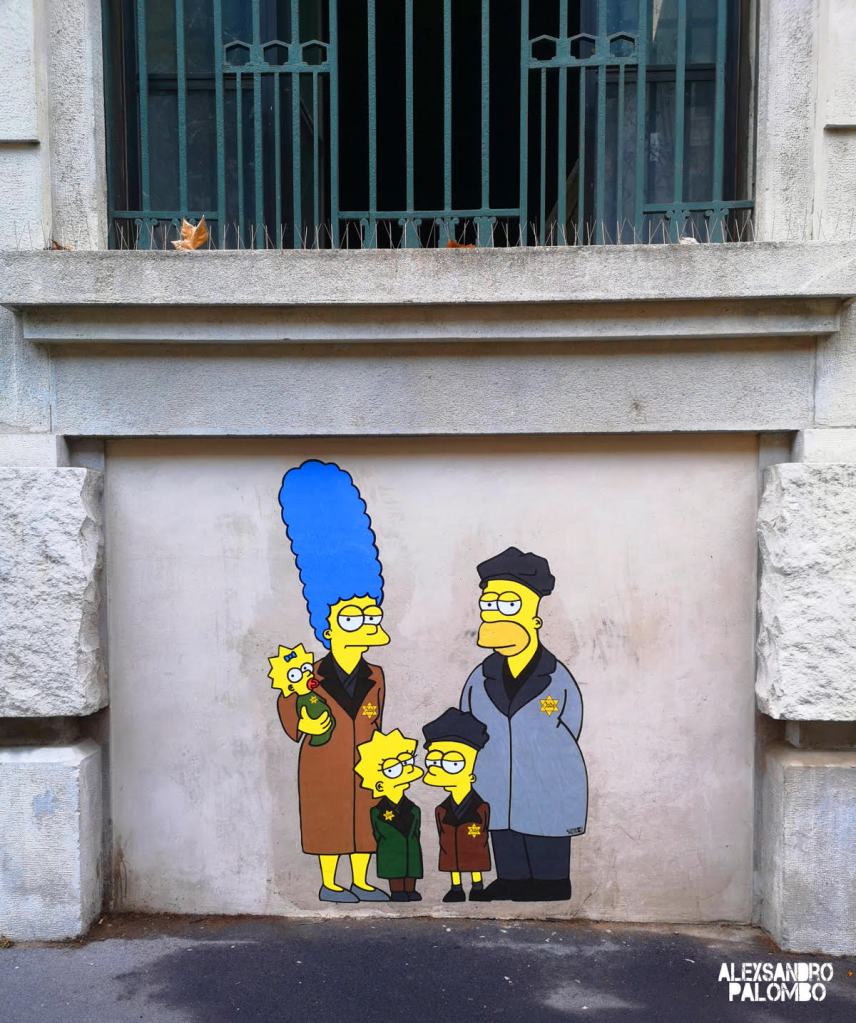 Los murales que muestran a Los Simpson como víctimas del Holocausto