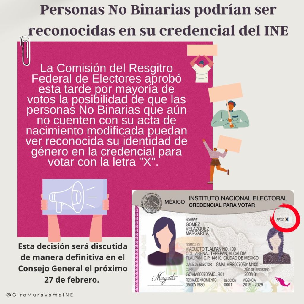 Anuncio del INE sobre credenciales con género no binario