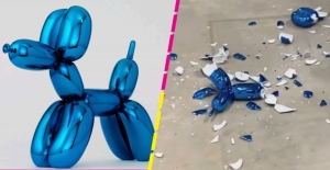 Mujer rompe una escultura de 42 mil dólares de Jeff Koons por tocarla con el dedo