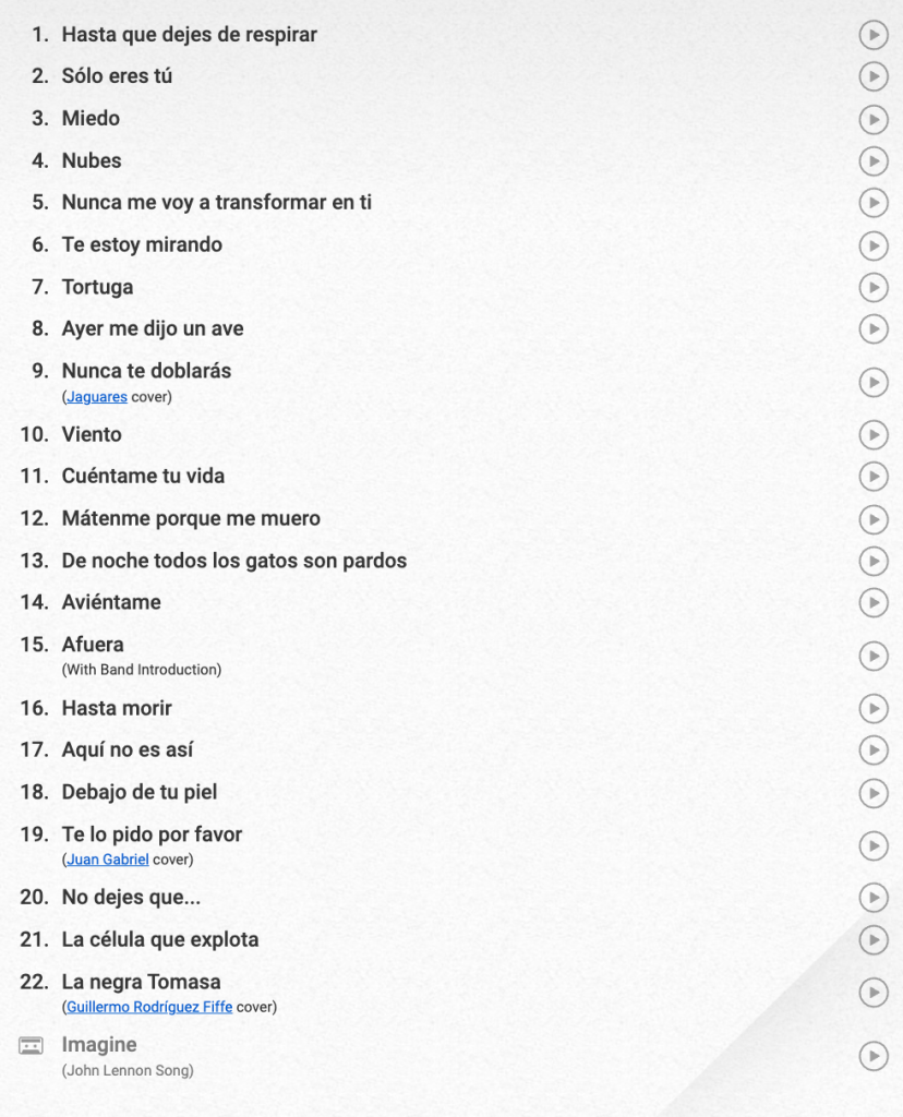 Caifanes Toyota Arena setlist