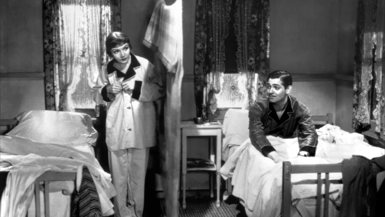 Claudette Colbert y Clark Gable en 'It Happened One Night'