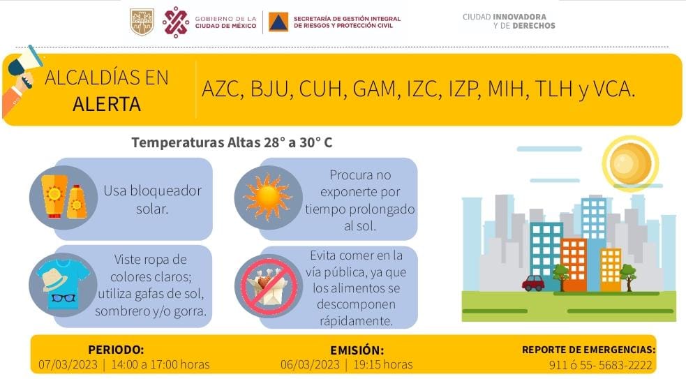 Activan alerta amarilla en CDMX por calor 