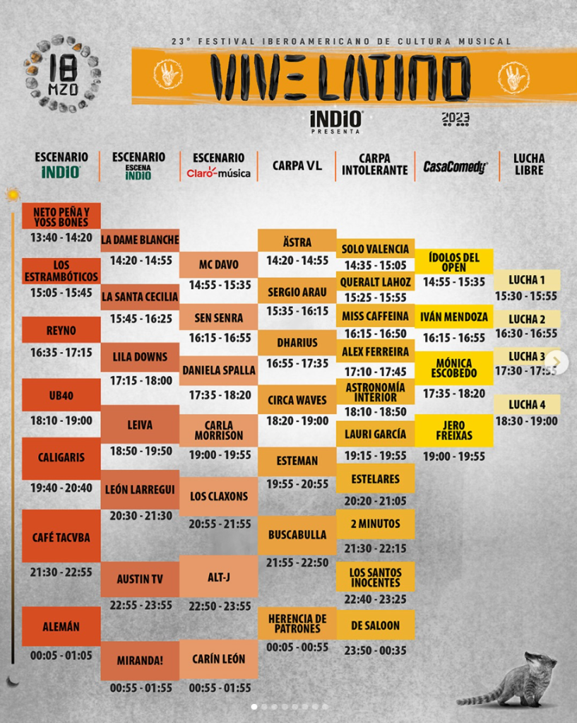 Horarios sábado Vive Latino 2023