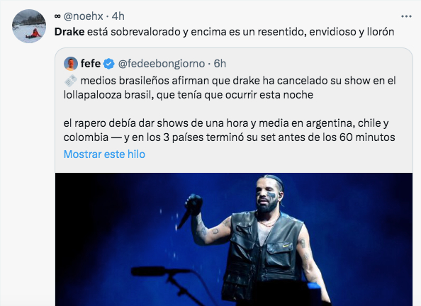 Las criticas a Drake más allá de lo ocurrido con Lollapalooza Brasil 2023 