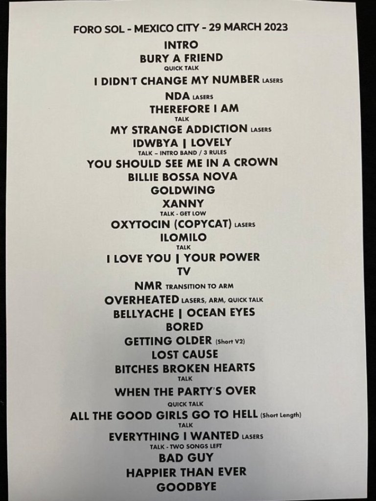 setlist billie eilish