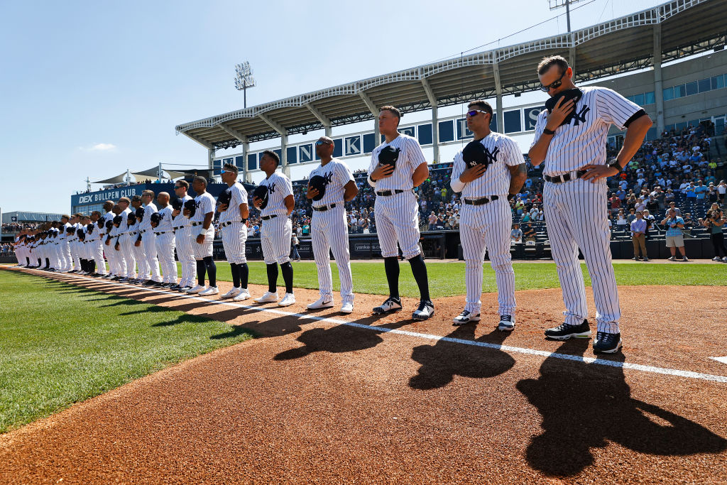 Los Yankees preparándose para un partido de MLB