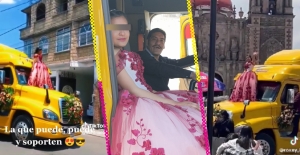 Quinceañera llega a su fiesta en el tráiler de su papá y se vuelve viral