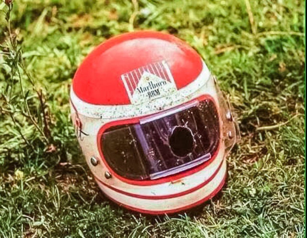 Así terminó el casco de Helmut en el GP de Francia de 1972