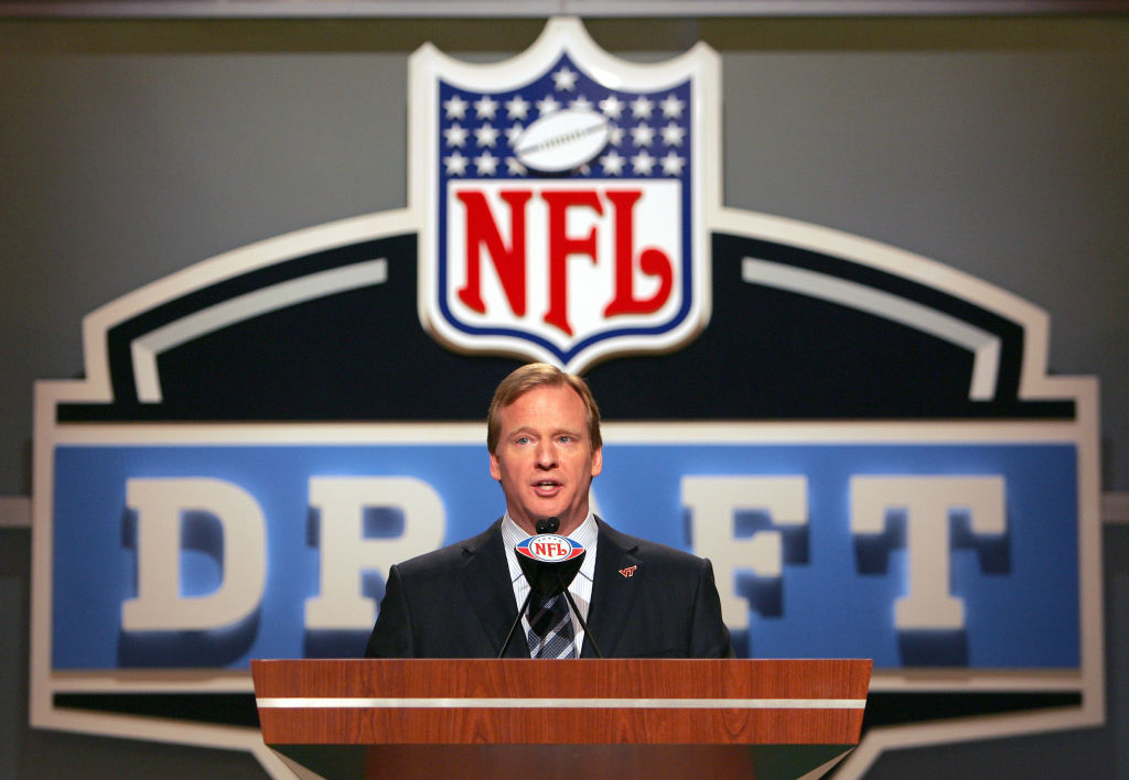 Roger Goodell, comisionado de la NFL, en un Draft