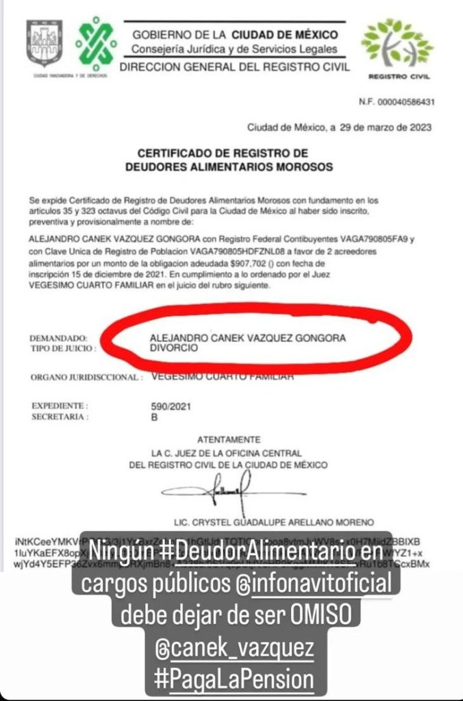 Exhiben a funcionario del Infonavit por no pagar pensión alimentaria, pero sí su boda