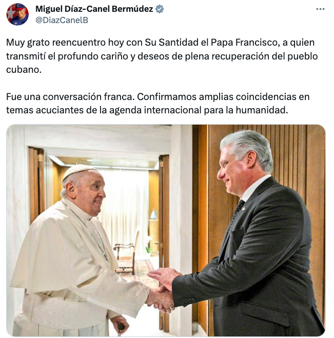 papa francisco presidente cuba diaz canel