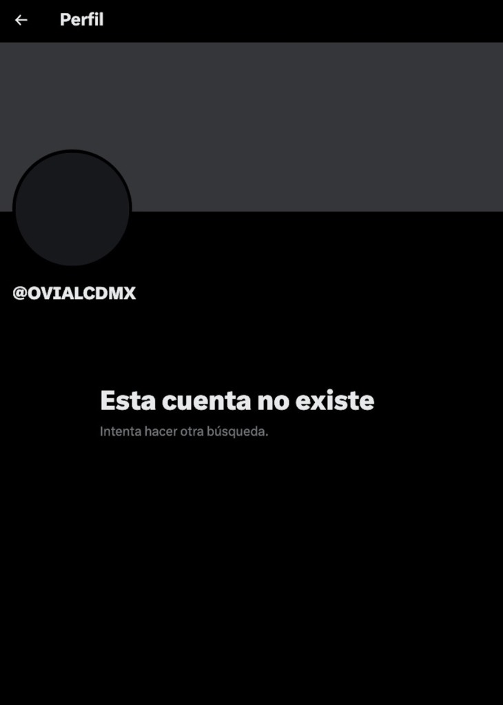 OVIAL CDMX en Twitter ya no existe.