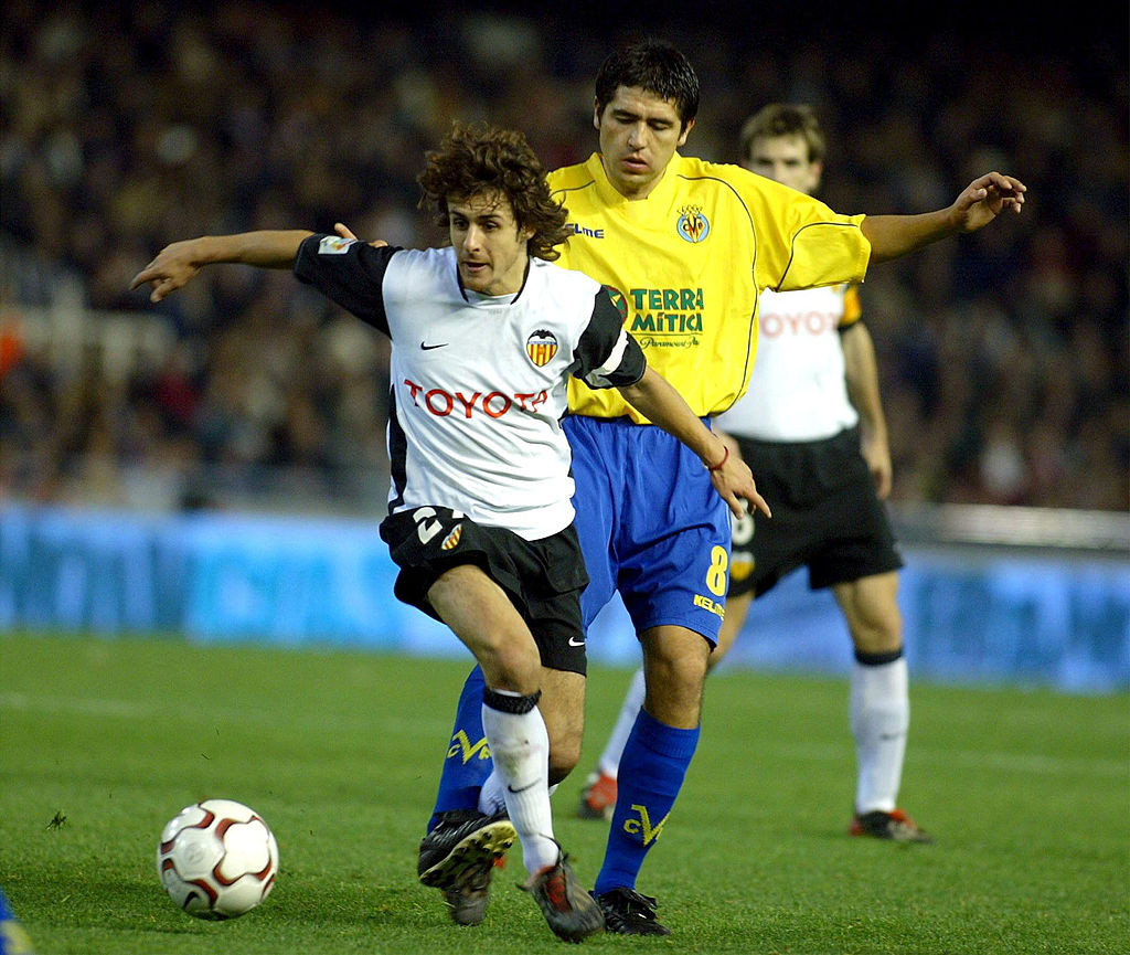 Pablo Aimar y Román Riquelme en un Valencia vs Villarreal