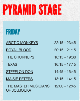 Horario de Glastonbury 2023