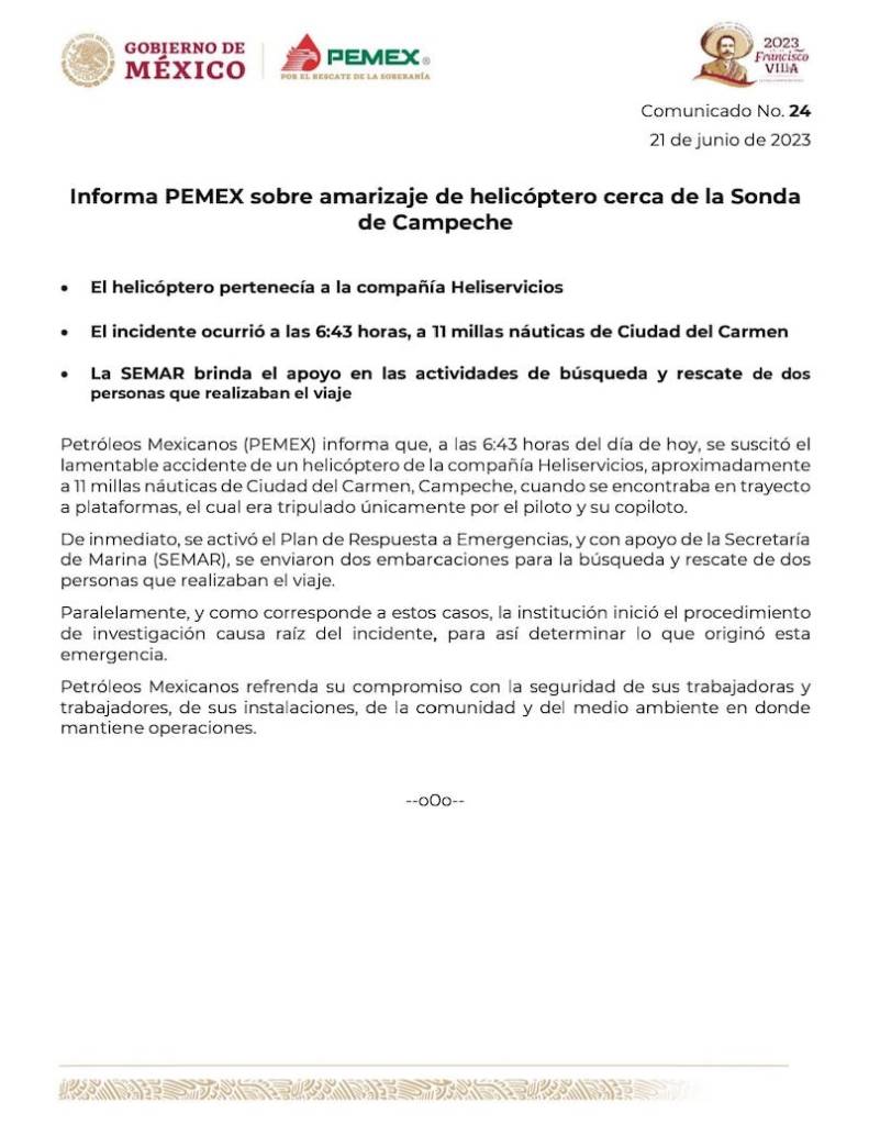 Lo que sabemos de la caída de un helicóptero de Pemex en la Sonda de Campeche.