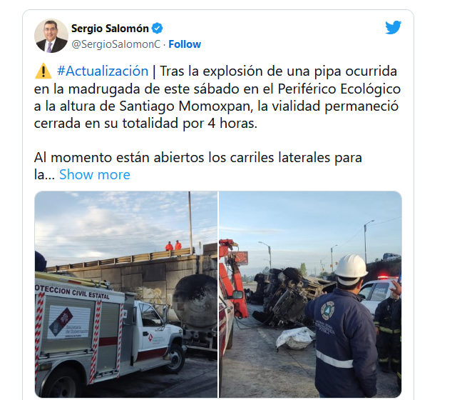 Las fotos y videos de la terrible explosión e incendio de una pipa de gas en Puebla