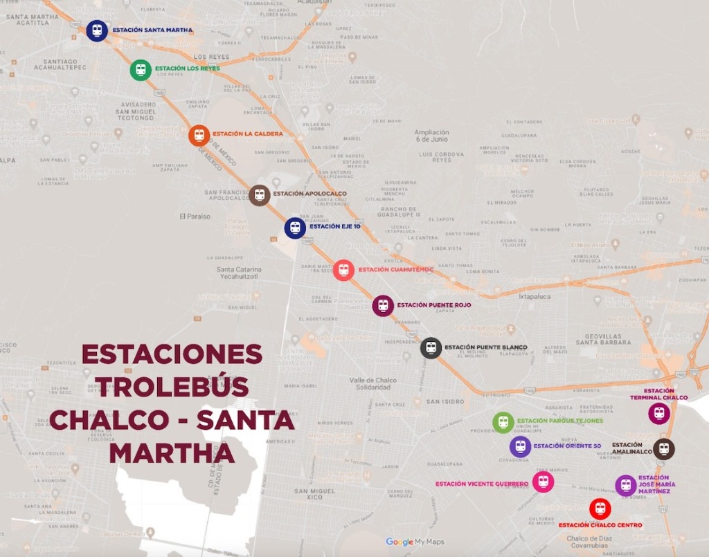 ¿Ya mero lo inauguran? Estas serán las estaciones del Trolebús Chalco-Santa Martha