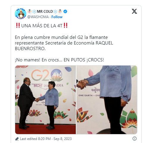 Secretaría de Economía explica por qué Raquel Buenrostro llegó en Crocs a la reunión del G20