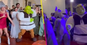 Como si esas cosas pasaran: Pareja se hace viral por su boda con temática de Shrek