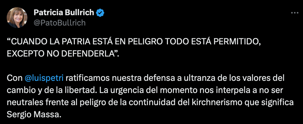 patricia bullrich apoyo milei