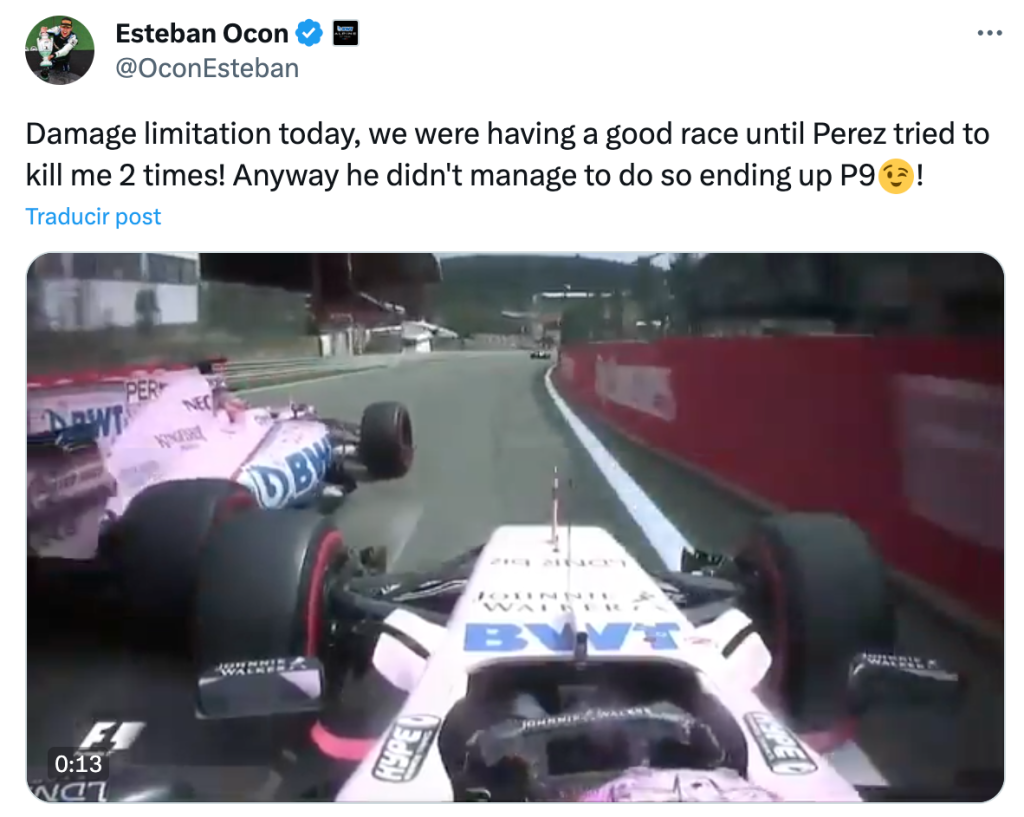 El mensaje de Ocon contra Checo en 2017