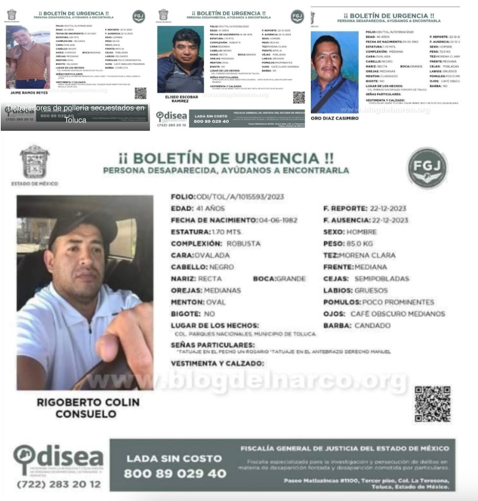 Sin respuestas de la Fiscalía Edomex: ¿Qué ha pasado con el caso del secuestro de 4 vendedores de pollo en Toluca?