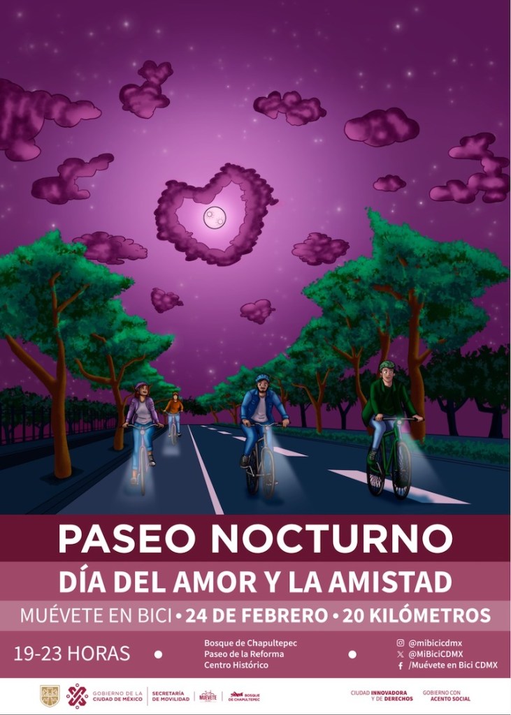 Lánzate con tu crush al Paseo Nocturno en bici por el Día del Amor y la Amistad, acá la ruta, horario y fecha