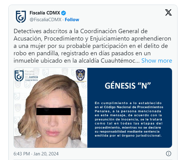 Génesis Aleska: Detienen en el AICM a modelo e influencer por robo de relojes