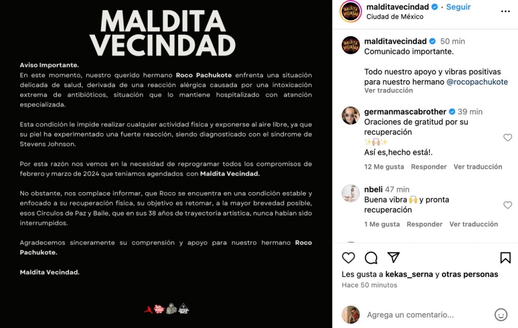 roco maldita vecindad hospitalizado